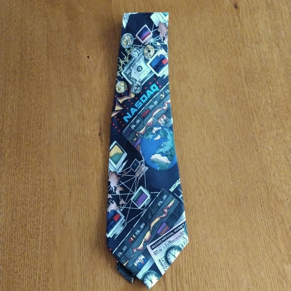 1995 Nicole Miller NASDAQ Financial Wall Street Tie - Picture 1 of 6